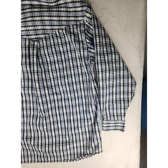 Coyote Mood Shirt Mens Large White/Blue Square Plaid Long Sleeve Snap Western - Picture 12 of 13